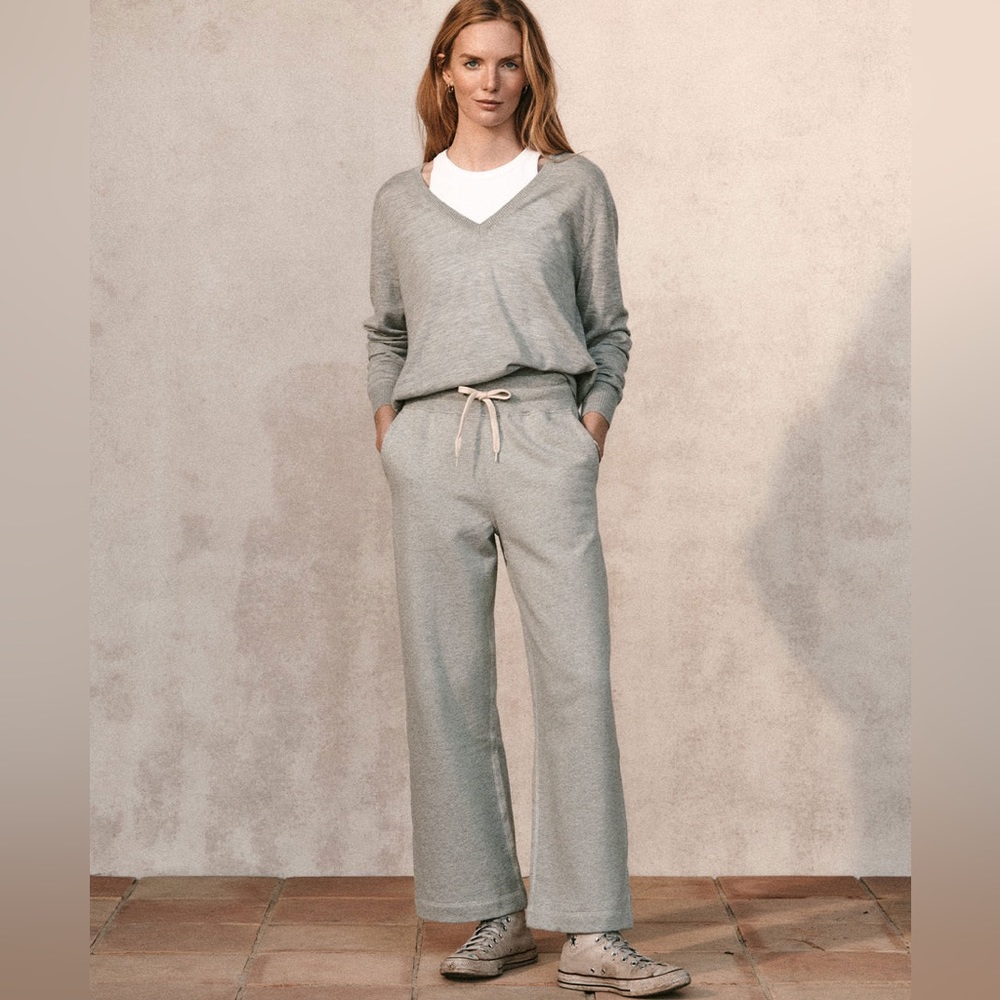 Buck Mason Women's Vintage Interloop Wide Leg Sweatpant in Graphite Size M